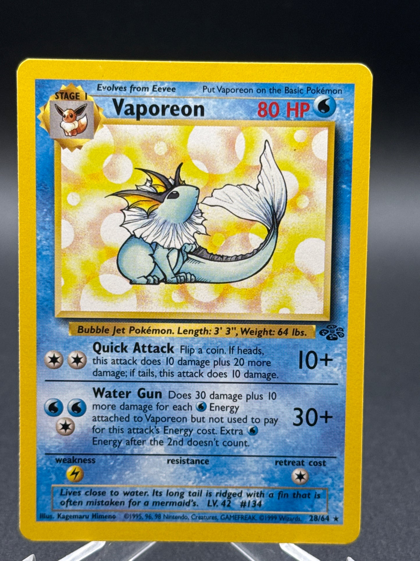 Pokémon TCG: 1999 - Vaporeon  28/64 - Jungle