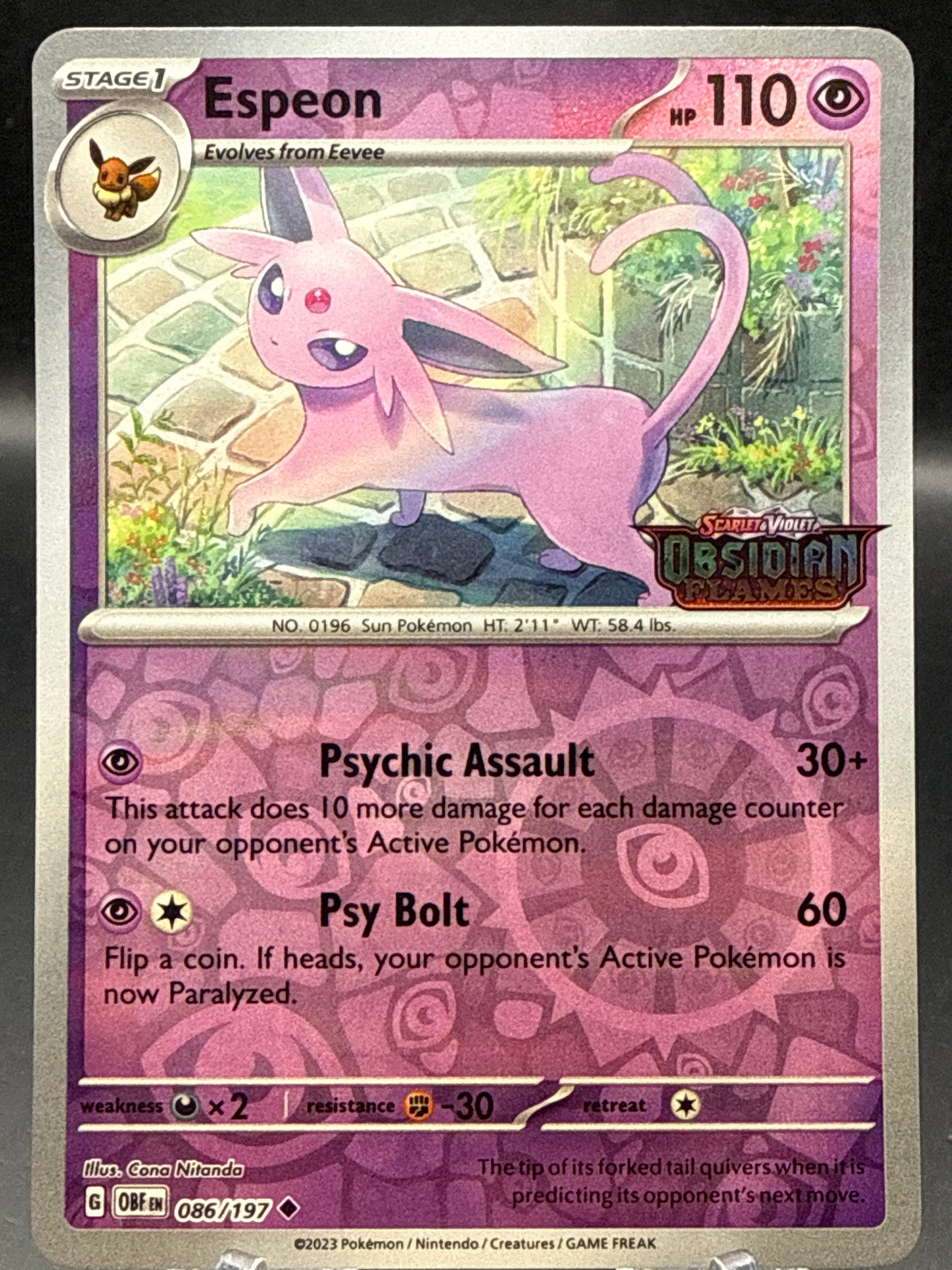 Pokémon TCG: 2023 Espeon 086/197 S&V Obsidian Flames Stamped Best Buy Promo