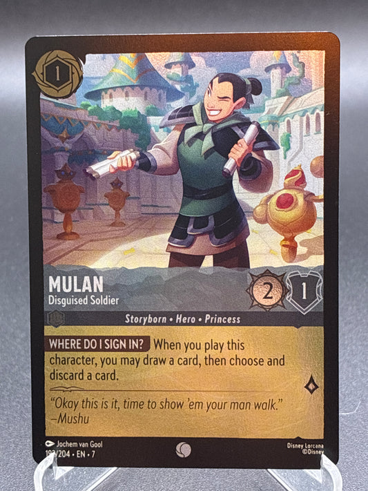Lorcana TCG: Mulan Disguised Soldier (Cold Foil) 193/204 Archazia's Island