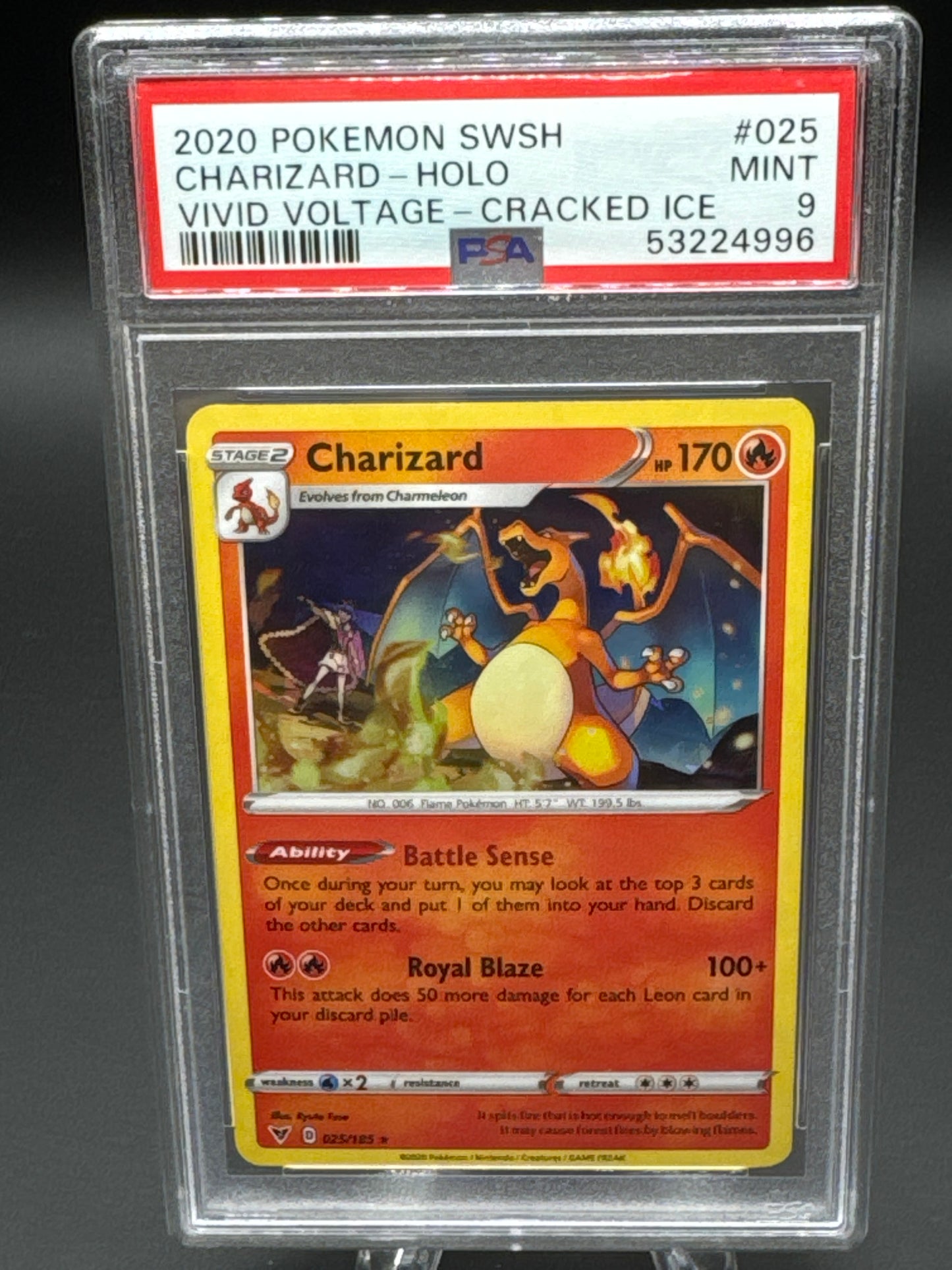 PSA 9 Pokemon TCG: 2020 Charizard 025/185 - Vivid Voltage - Cracked Ice