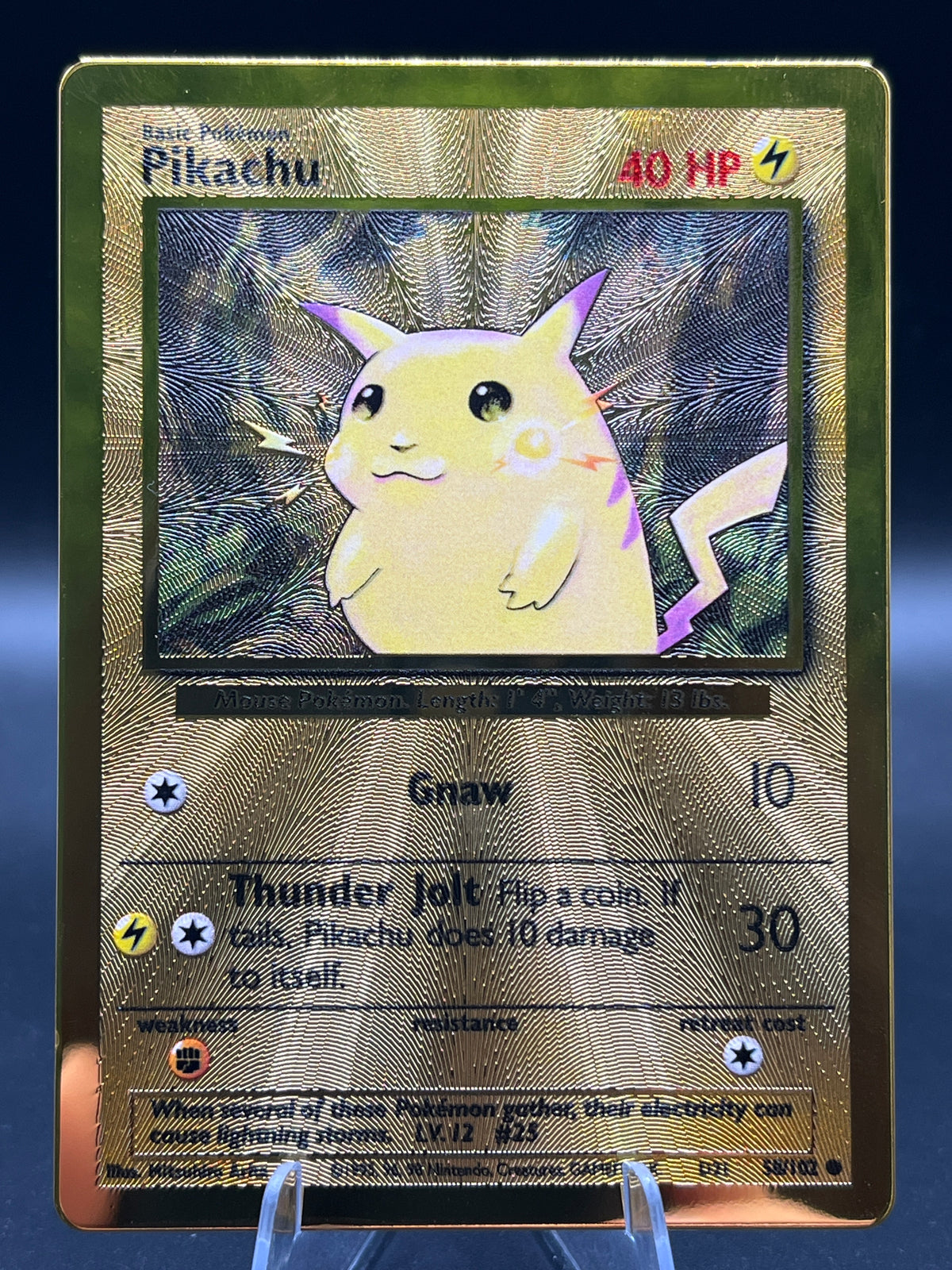 Pokemon TCG: Pikachu 58/102 Base Set Metal Card SWSH: Celebrations Promo