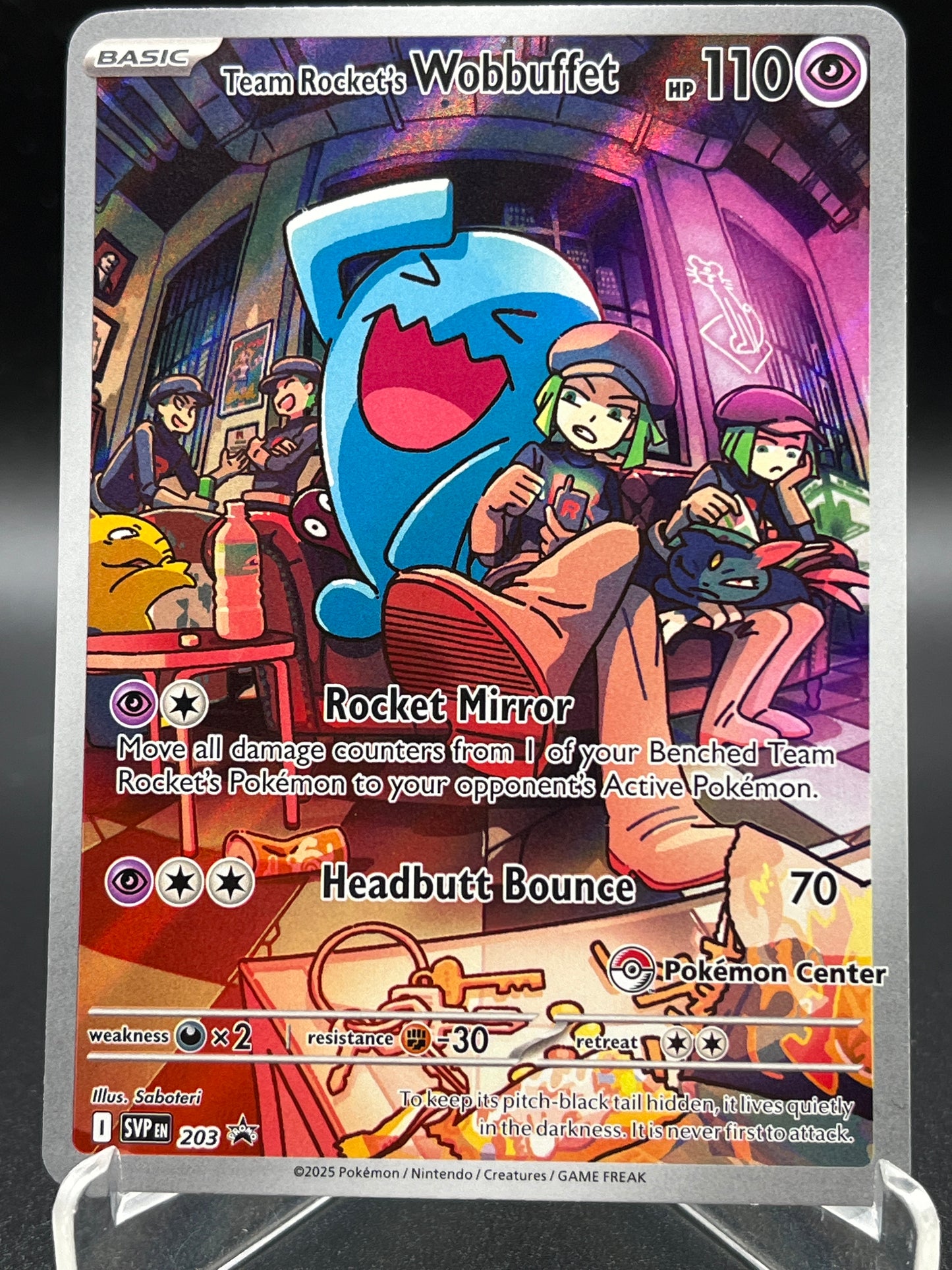 Pokémon TCG: 2025 Team Rocket's Wobbuffet 203 SVP: Destined Rivals Pokemon Center ETB Promo