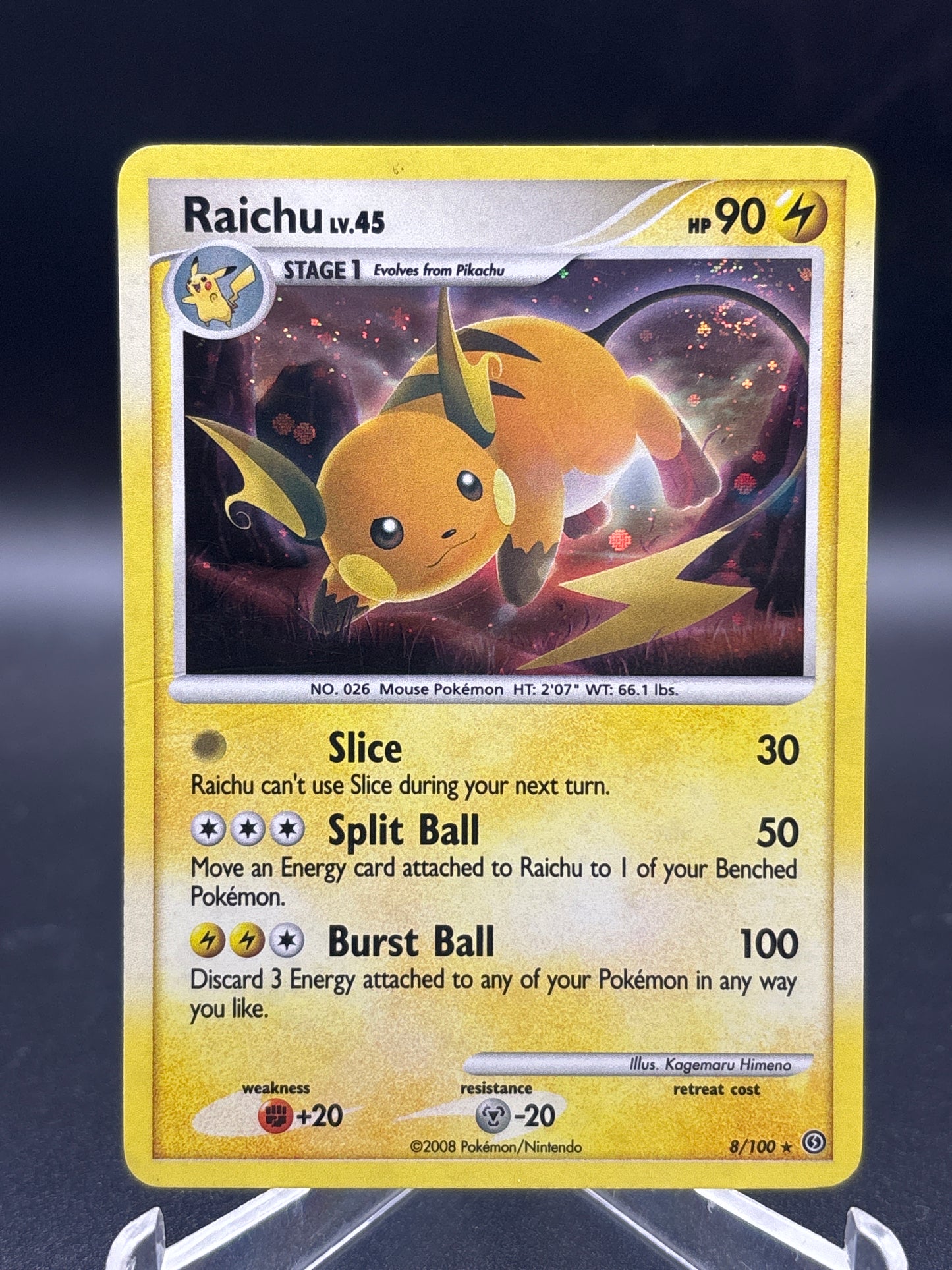 Pokémon TCG: 2008 Raichu LV.45 8/100 DP: Stormfront