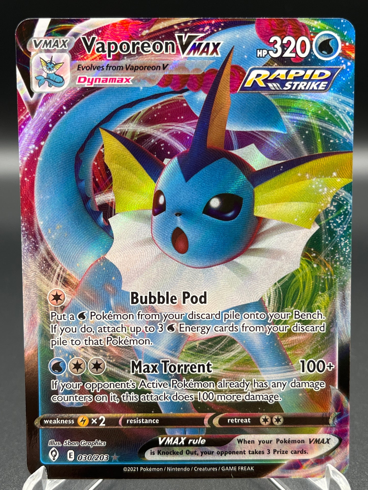 Pokémon TCG: 2021 Vaporeon VMAX 030/203 SWSH: Evolving Skies