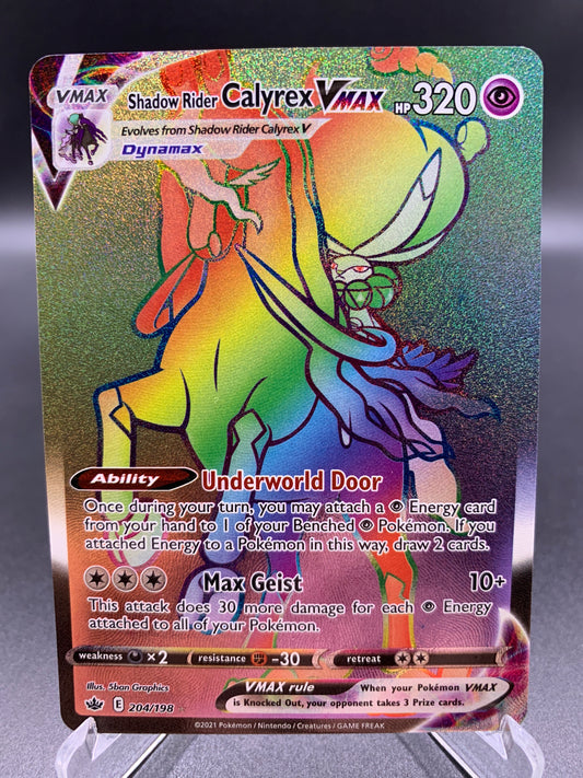 Pokemon TCG: 2021 Shadow Rider Calyrex Vmax 204/198 SWSH: Chilling Reign Rainbow