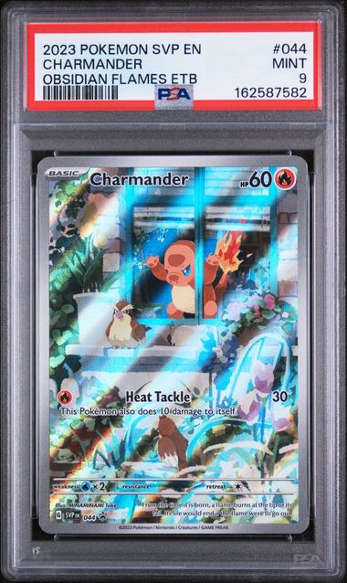 PSA 9 Pokémon TCG: 2023 POKEMON SVP EN-SV BLACK STAR PROMO #044 CHARMANDER OBSIDIAN FLAMES ETB