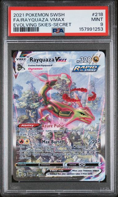 PSA 9 Pokémon TCG: 2021 Rayquaza VMAX - 218/203 - Evolving Skies - Alt Art