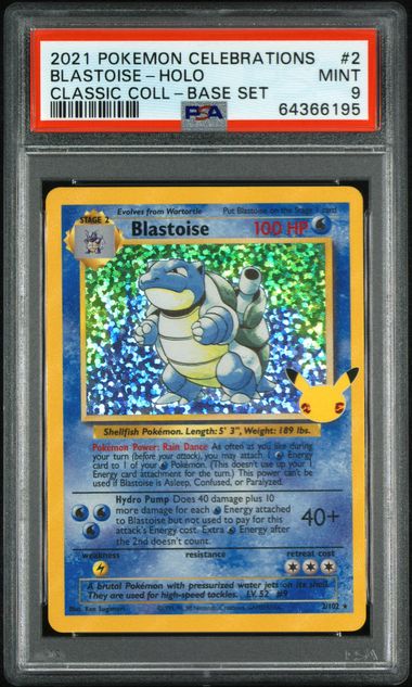 PSA 9 Pokémon TCG: 2021 Blastoise 2/102 - Celebration Classic Collection - Base set