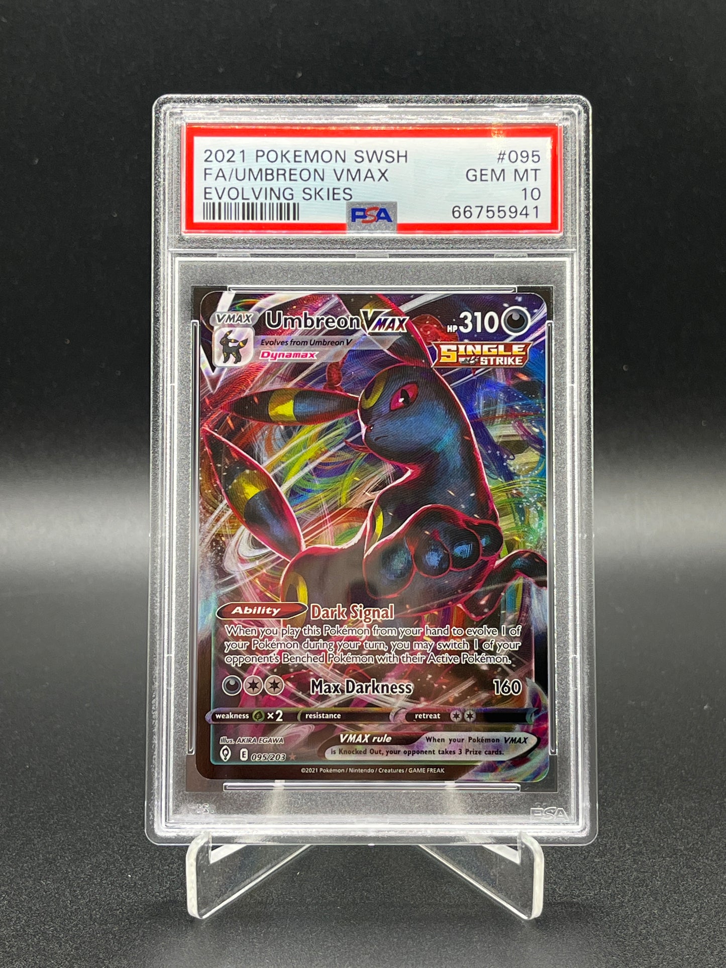 PSA 10 Pokémon TCG: 2021 Umbreon VMAX 095/203 SW&SH Evolving Skies