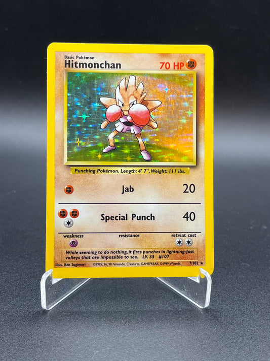 Pokémon TCG: 1999 Hitmonchan 7/102 Base Set Unlimited Holo (Heavily Played)