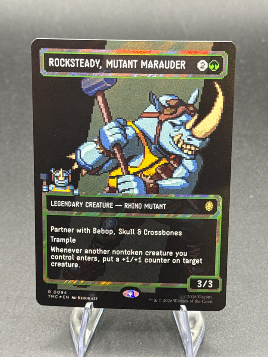 MTG TCG: Rocksteady, Mutant Marauder R 0094 (Borderless) (Surge Foil) - Commander: Teenage Mutant Ninja Turtles
