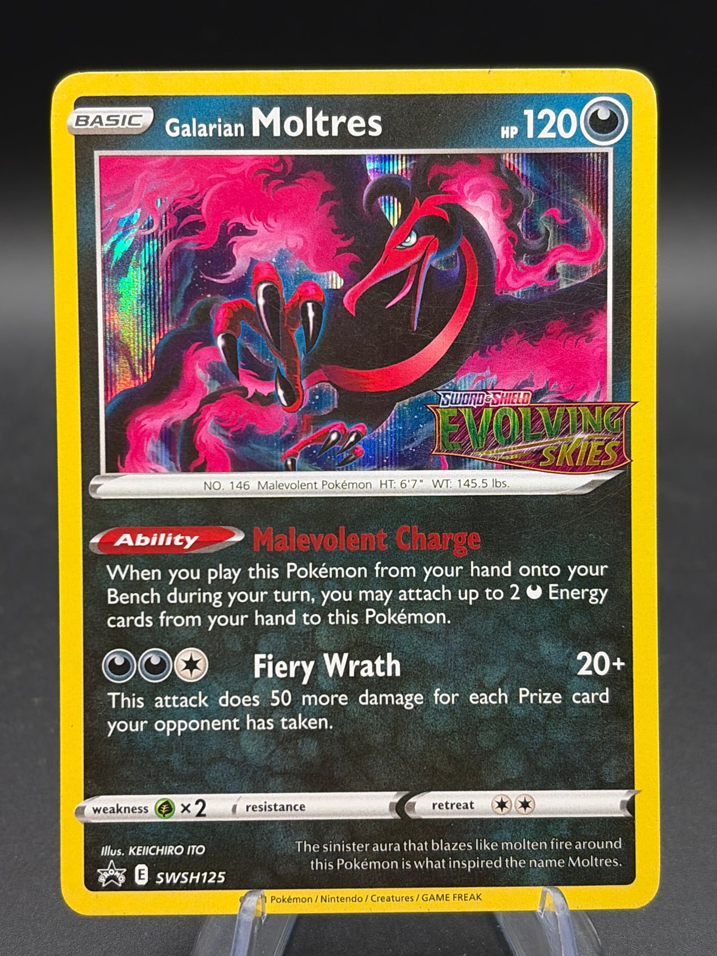 Pokémon TCG: 2021 Galarian Moltres SWSH125 SWSH: Evolving Skies Prerelease Promo