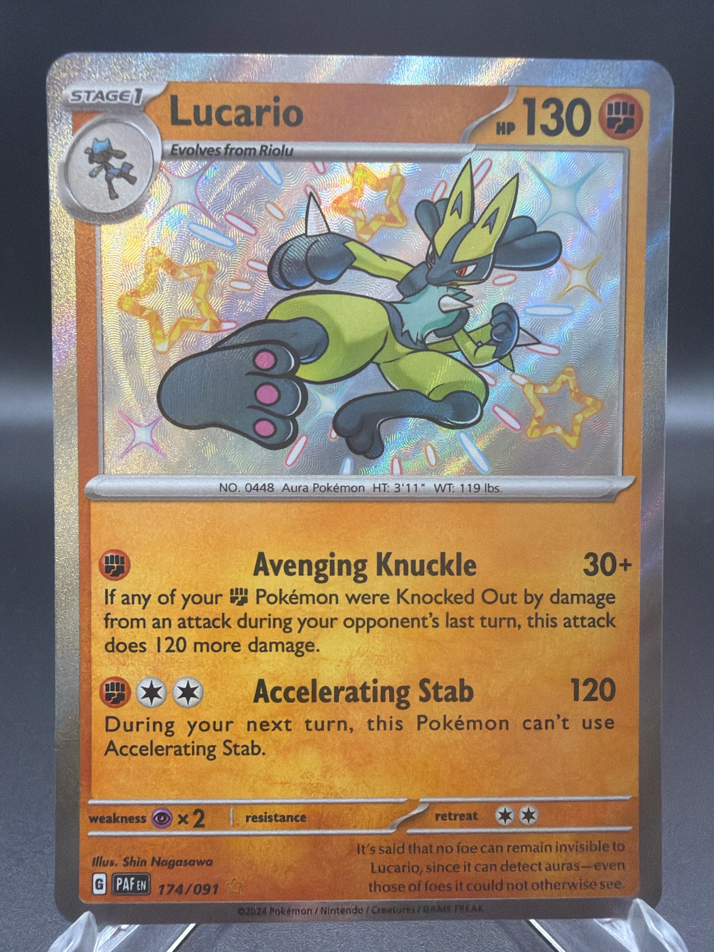 Pokémon TCG: 2024 Lucario 174/091 S&V Paldean Fates Baby Shiny