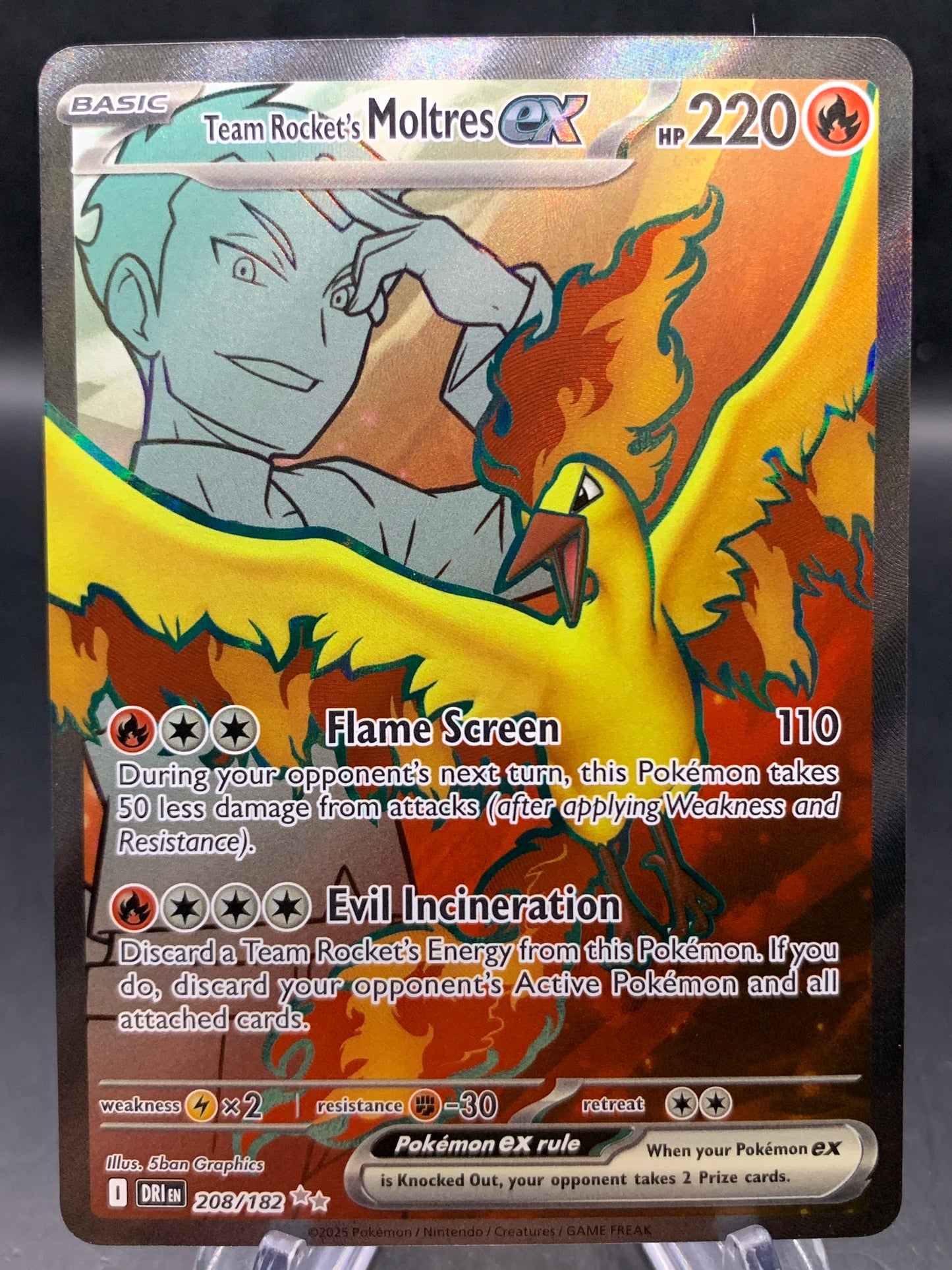 Pokémon TCG: 2025 Team Rocket's Moltres ex - 208/182 - SV: Destined Rivals