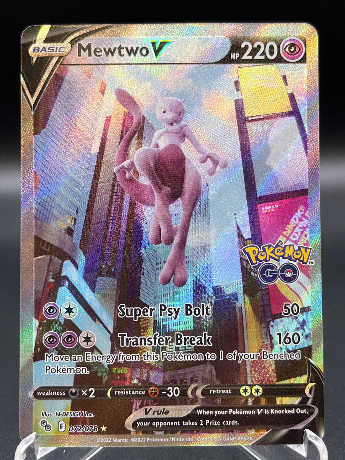 Pokémon TCG: 2022 Mewtwo V 072/078 SWSH: Pokémon Go