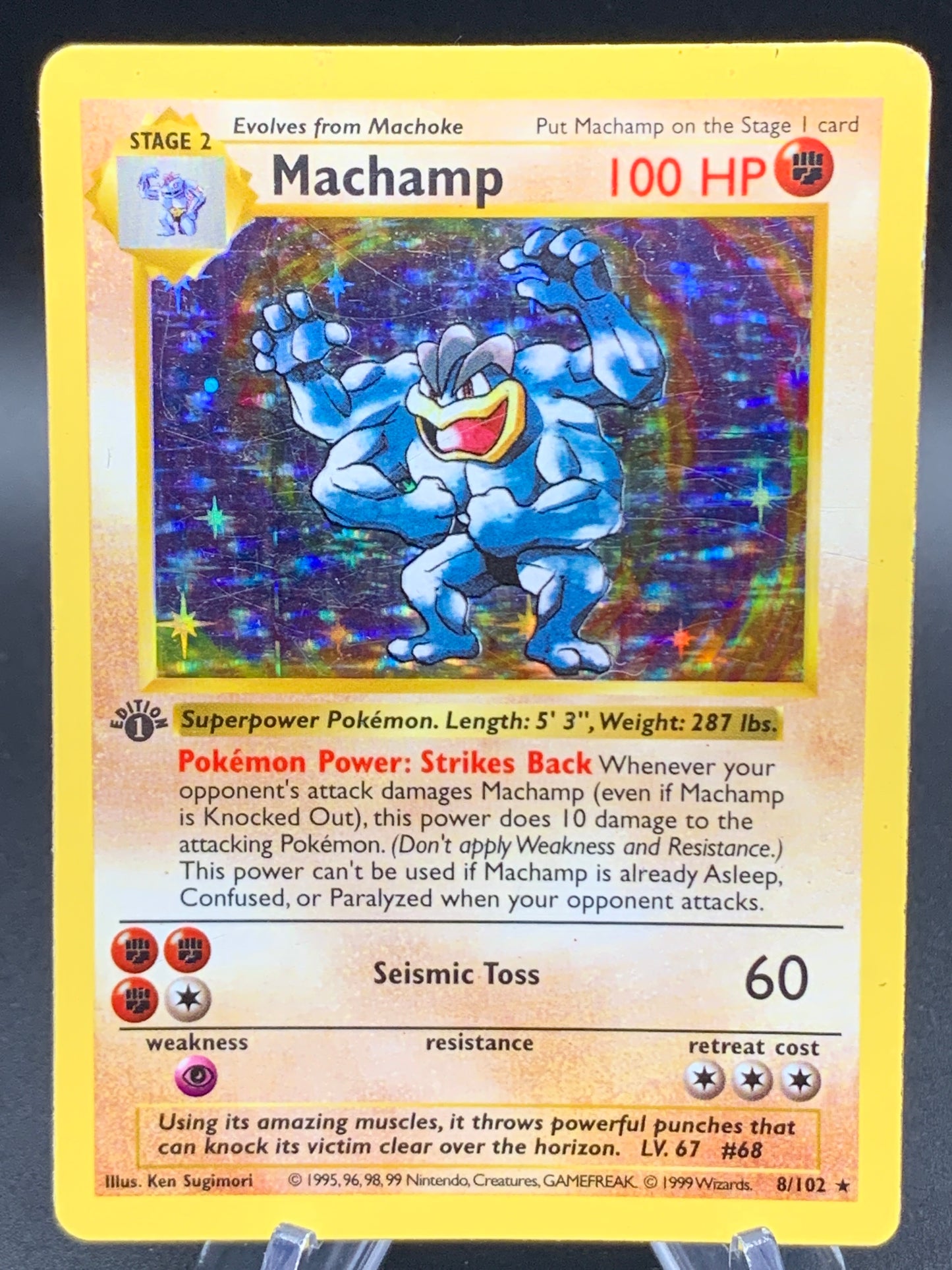 Pokémon TCG: 1999 1st Edition Machamp 8/102 Shadowless Base Set Holo