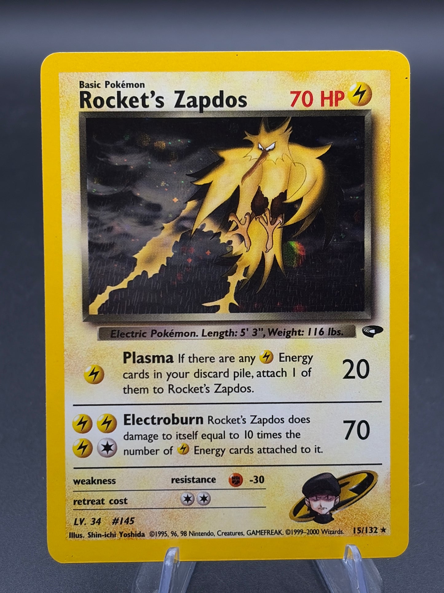 Pokémon TCG: 2000 Rocket's Zapdos 15/132 Gym Challenge Holo