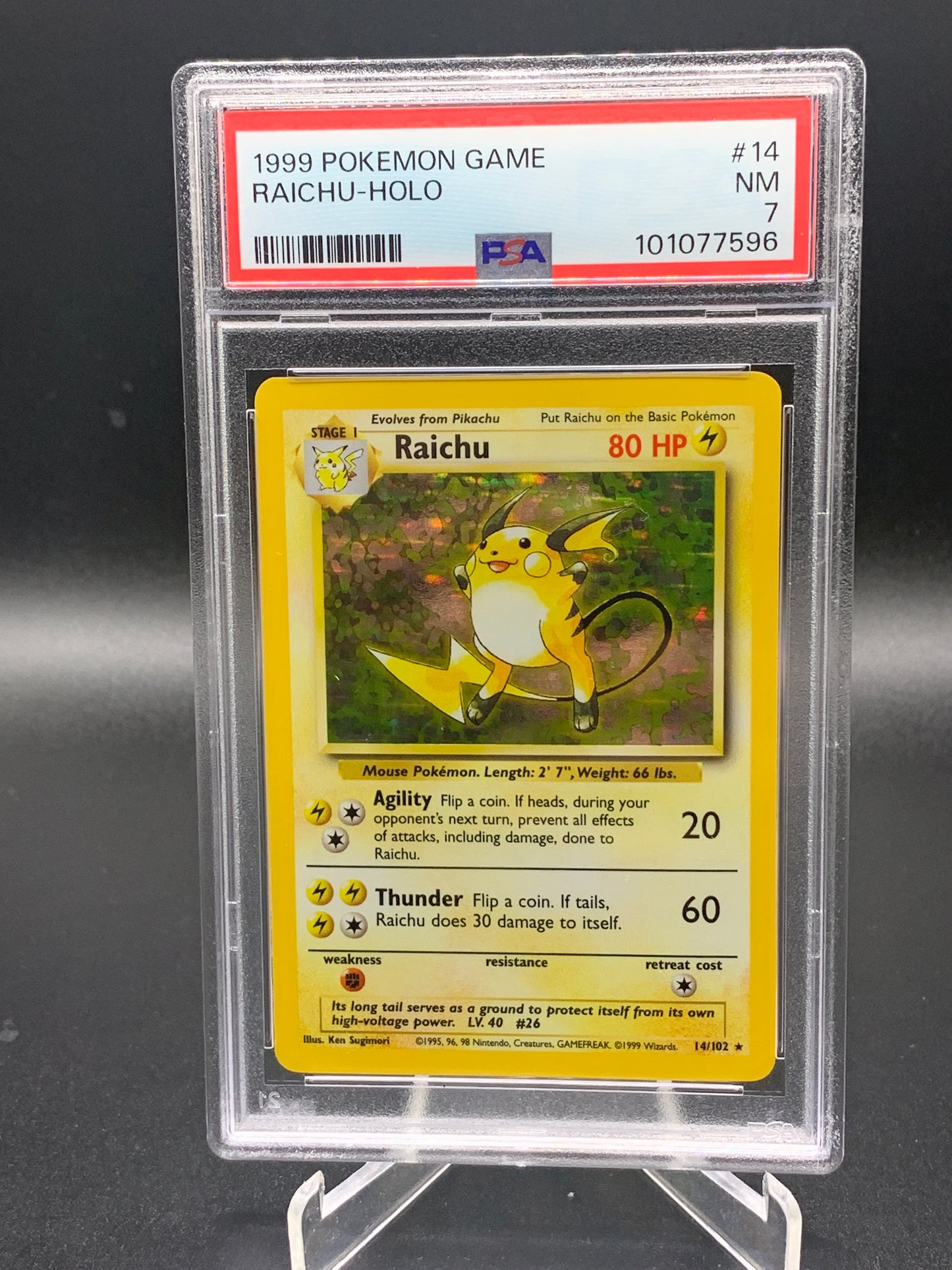 PSA 7 Pokemon TCG: 1999 Raichu Holo 14/102 101077596