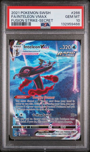 PSA 10 Pokémon TCG: 20121 Inteleon Vmax #266 Sword & Shield Fusion Strike