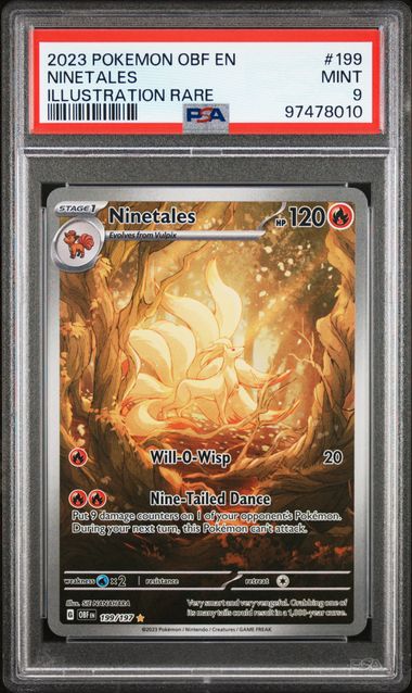 PSA 9 Pokémon TCG: 2023 Ninetales - 199/197 - Obsidian Flames