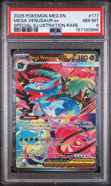 Pokémon TCG: PSA 8 - 2025 Mega Venusaur ex 177/132 MEG: Mega Evolution