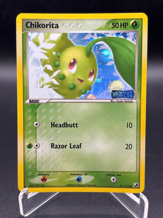 Pokémon TCG: 2005 Chikorita 51/115 Unseen Forces Reverse Holo