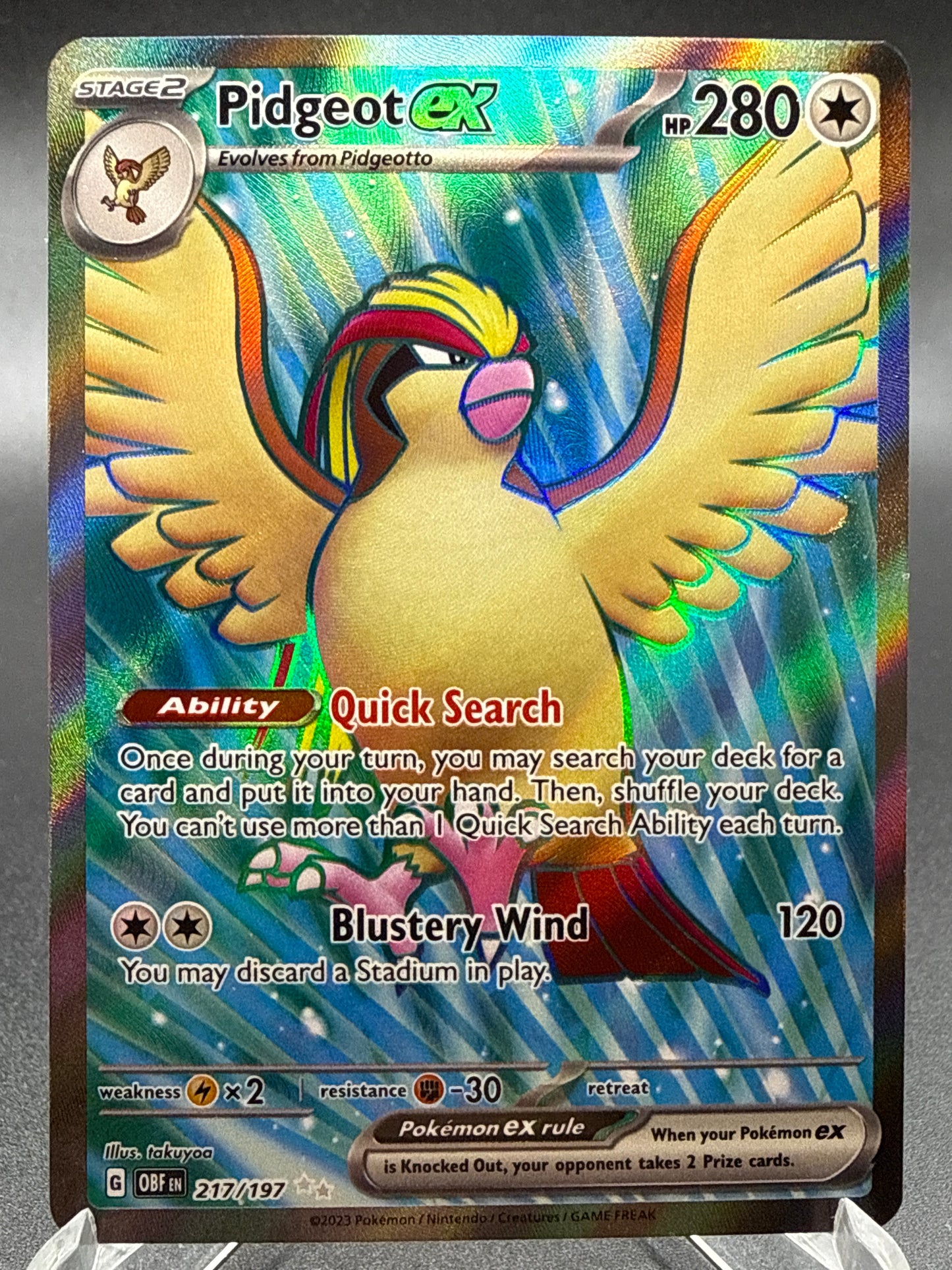 Pokémon TCG: 2023 Pidgeot ex 217/197 S&V Obsidian Flames Full Art