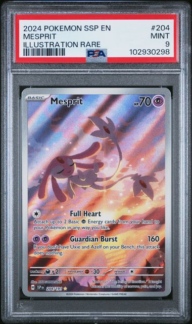 PSA 8 Pokémon TCG: 2024 Mesprit - 204/191 - S&V - Surging Sparks
