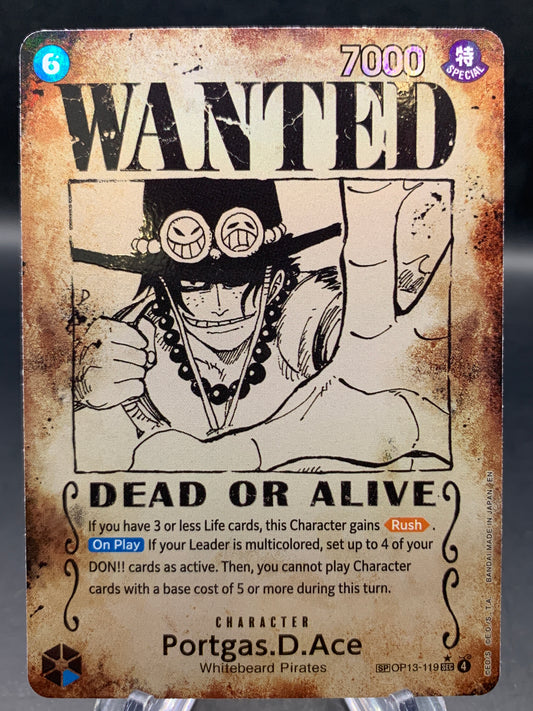 One Piece TCG: Portgas.D.Ace (Wanted Poster) Error - OP13-119 SP - Carrying On His Will (OP13)
