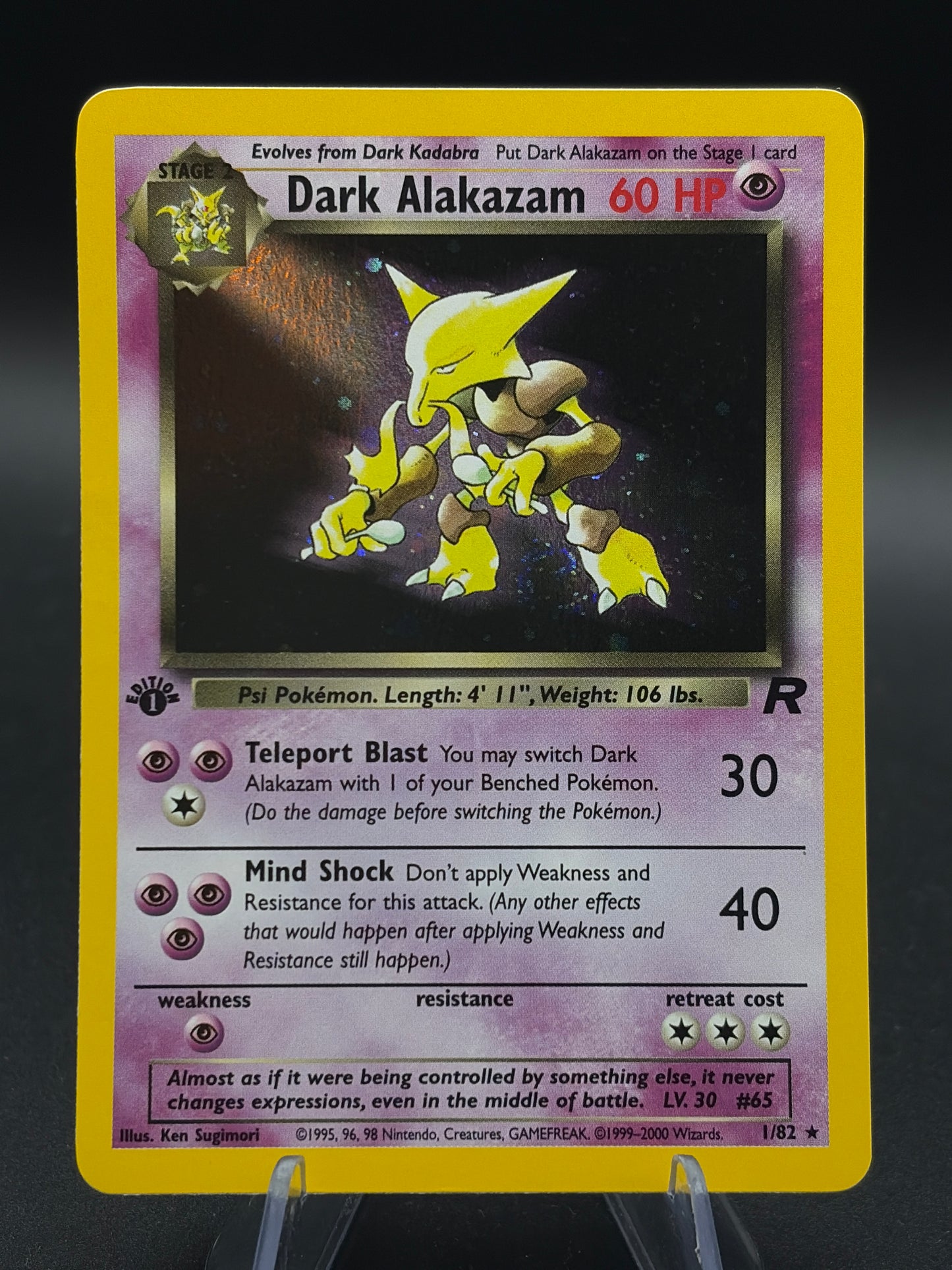 Pokémon TCG: 2000 Dark Alakazam - Team Rocket 1st Edition - Holo - 1/82