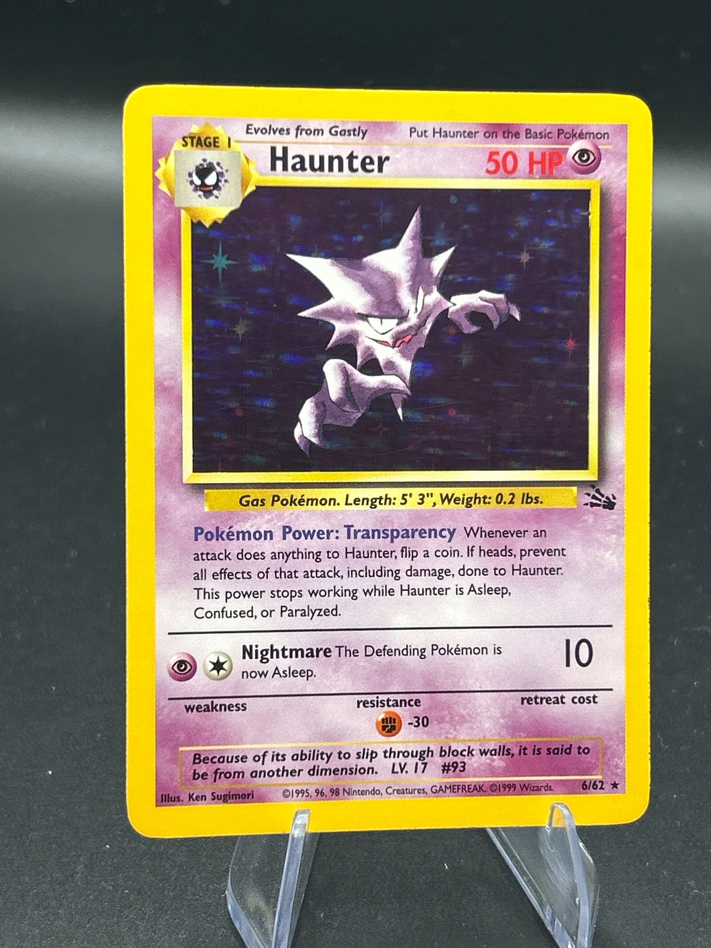 Pokémon TCG: 1999 Haunter 6/62 Fossil Unlimited Holo - MP