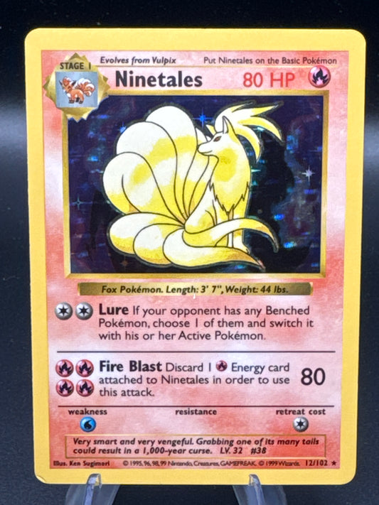 Pokémon TCG: 1999 Ninetales 12/102 Shadowless Base Set Holo