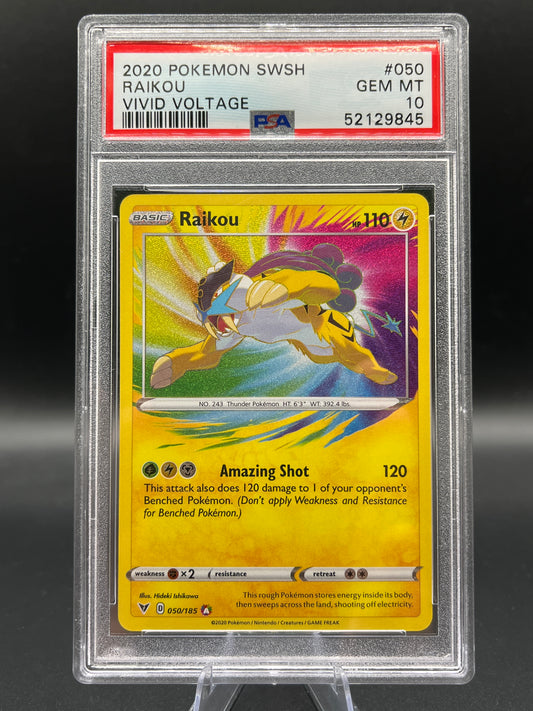 PSA 10 Pokémon TCG: 2020 Raikou - SWSH04: Vivid Voltage