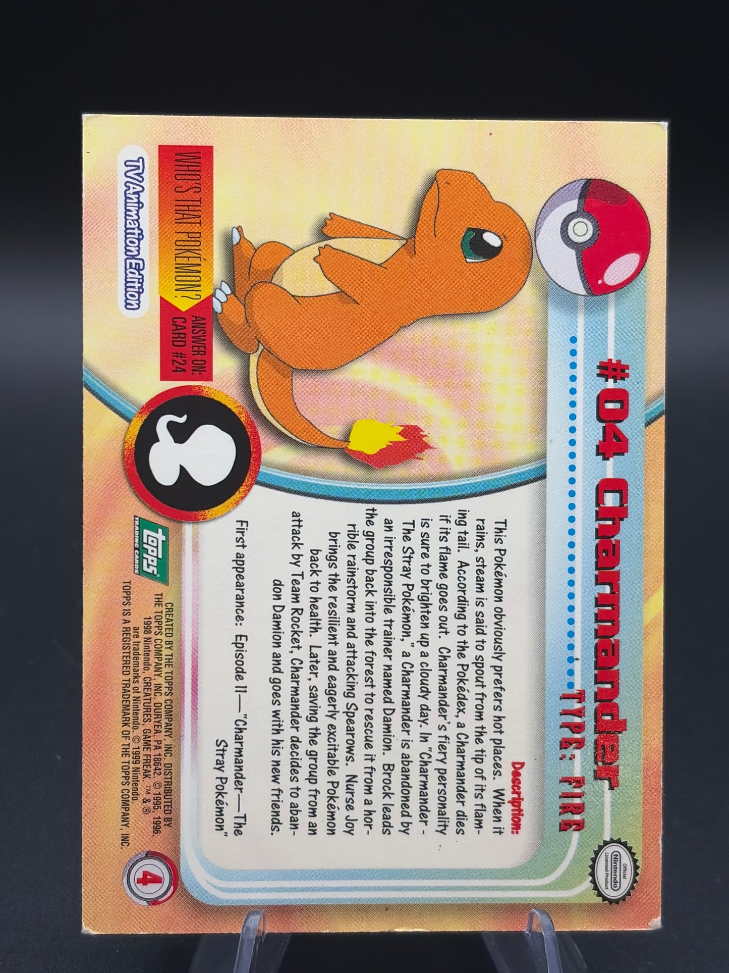 Pokémon: 1999 Pokemon TV Animation Series 1 #04 Charmander Blue Logo -