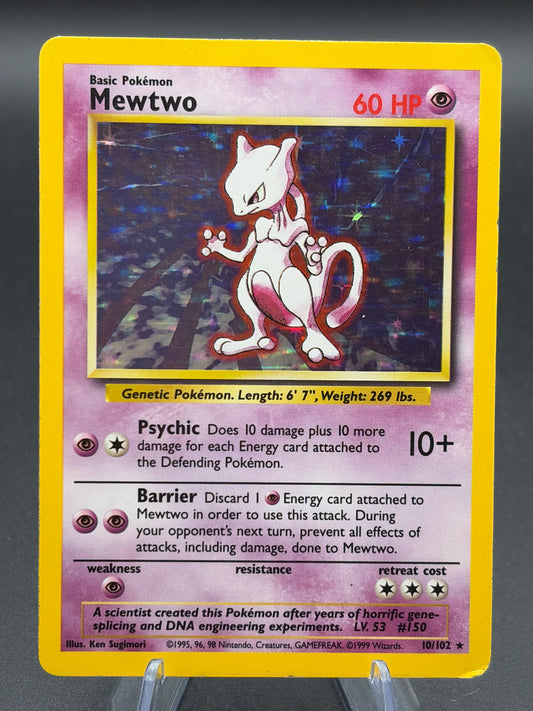 Pokémon TCG: 1999 Mewtwo 10/102 Base Set Unlimited Holo DMG