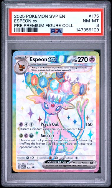 PSA 9: Pokémon TCG - 2025 POKEMON SVP EN-SV BLACK STAR PROMO #175 ESPEON ex PRE PREMIUM FIGURE COLL (Copy)
