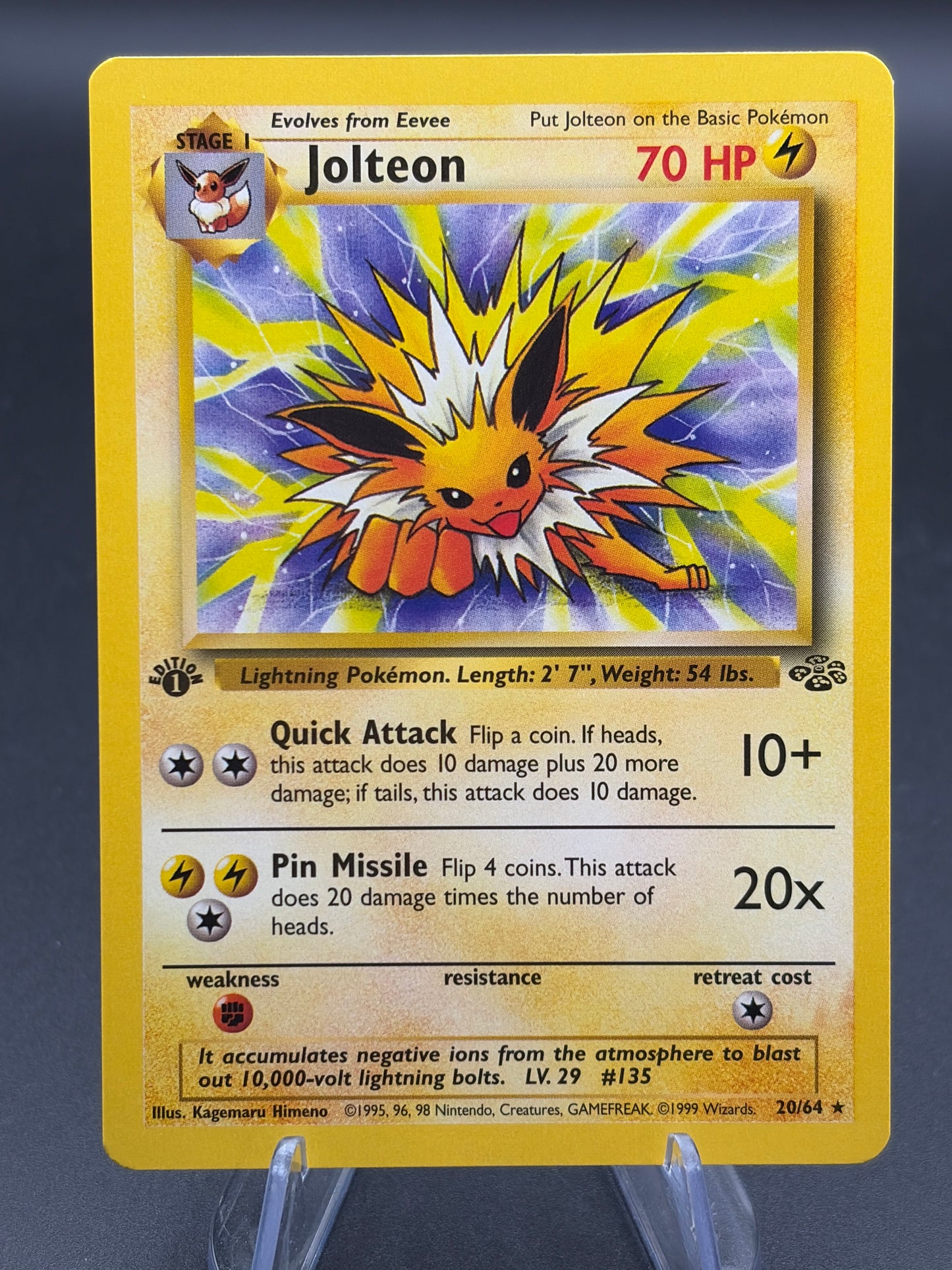Pokémon TCG: 1999 1st Edition Jolteon 20/64 Jungle