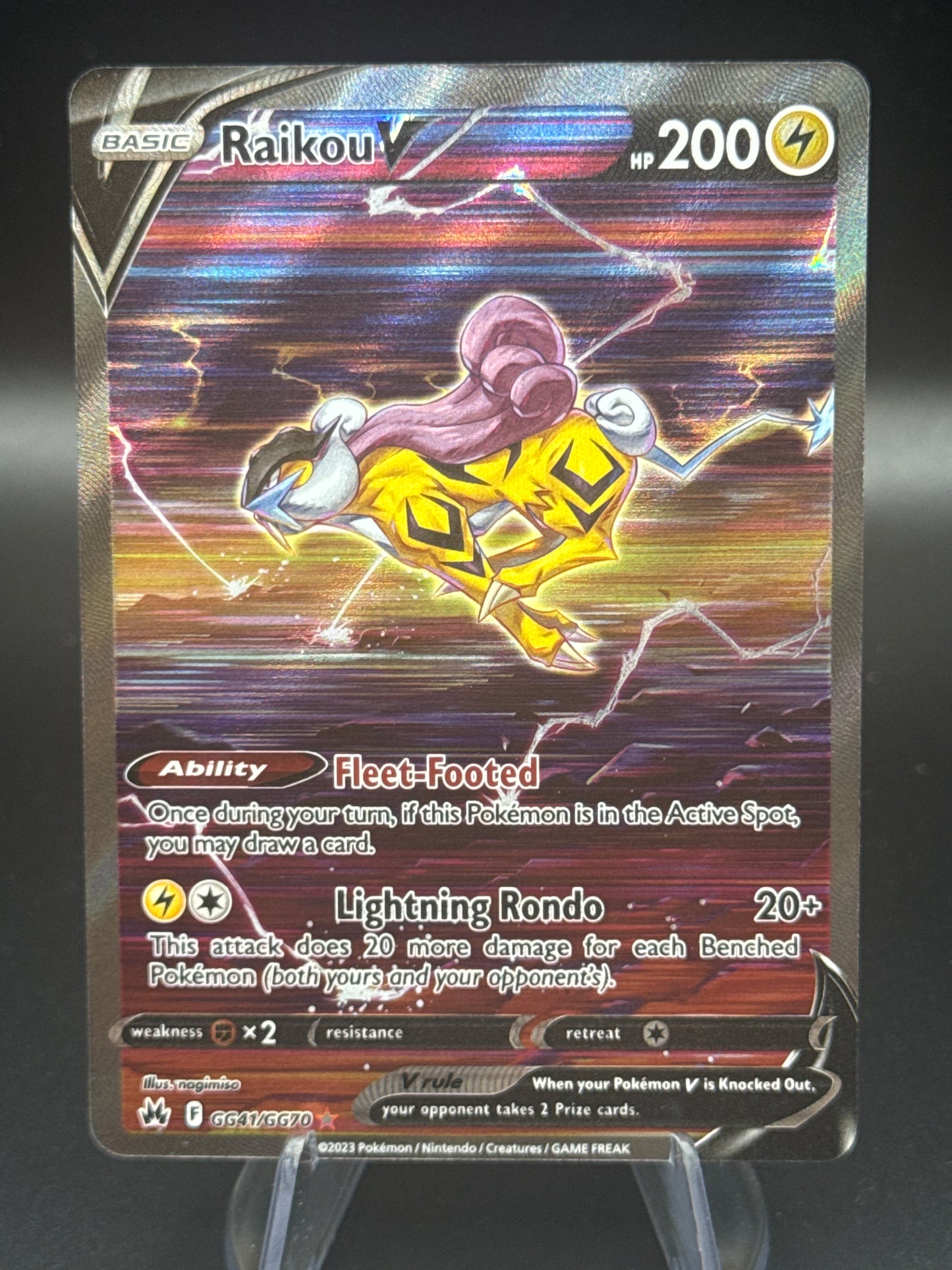 Pokemon TCG: 2023 Raikou V GG41/GG70 Crown Zenith Galarian Gallery