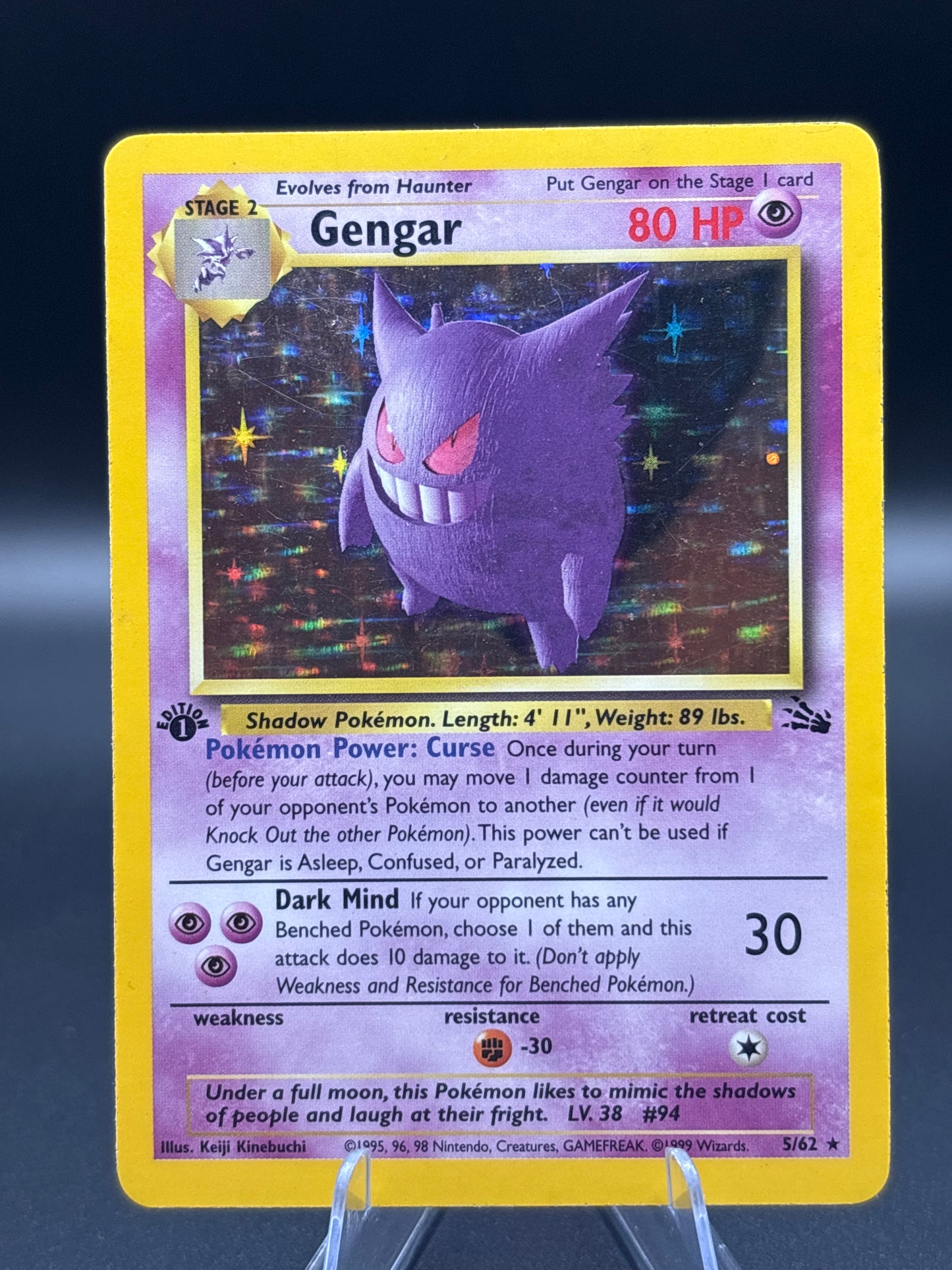 Pokémon TCG: 1999 1st Edition Gengar 5/62 Fossil Holo