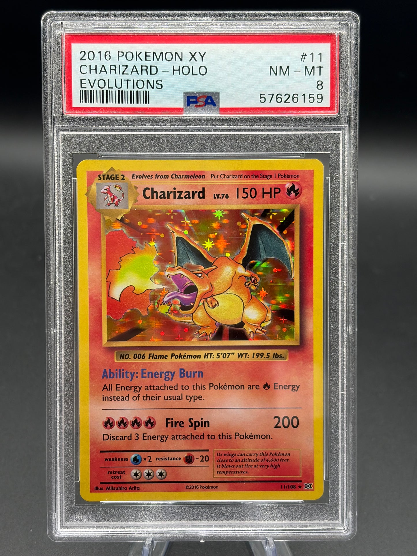 PSA 8 Pokémon TCG: 2016 POKEMON XY EVOLUTIONS #11 CHARIZARD-HOLO EVOLUTIONS