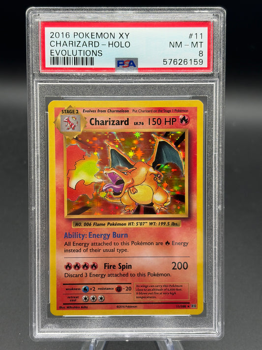 PSA 8 Pokémon TCG: 2016 POKEMON XY EVOLUTIONS #11 CHARIZARD-HOLO EVOLUTIONS