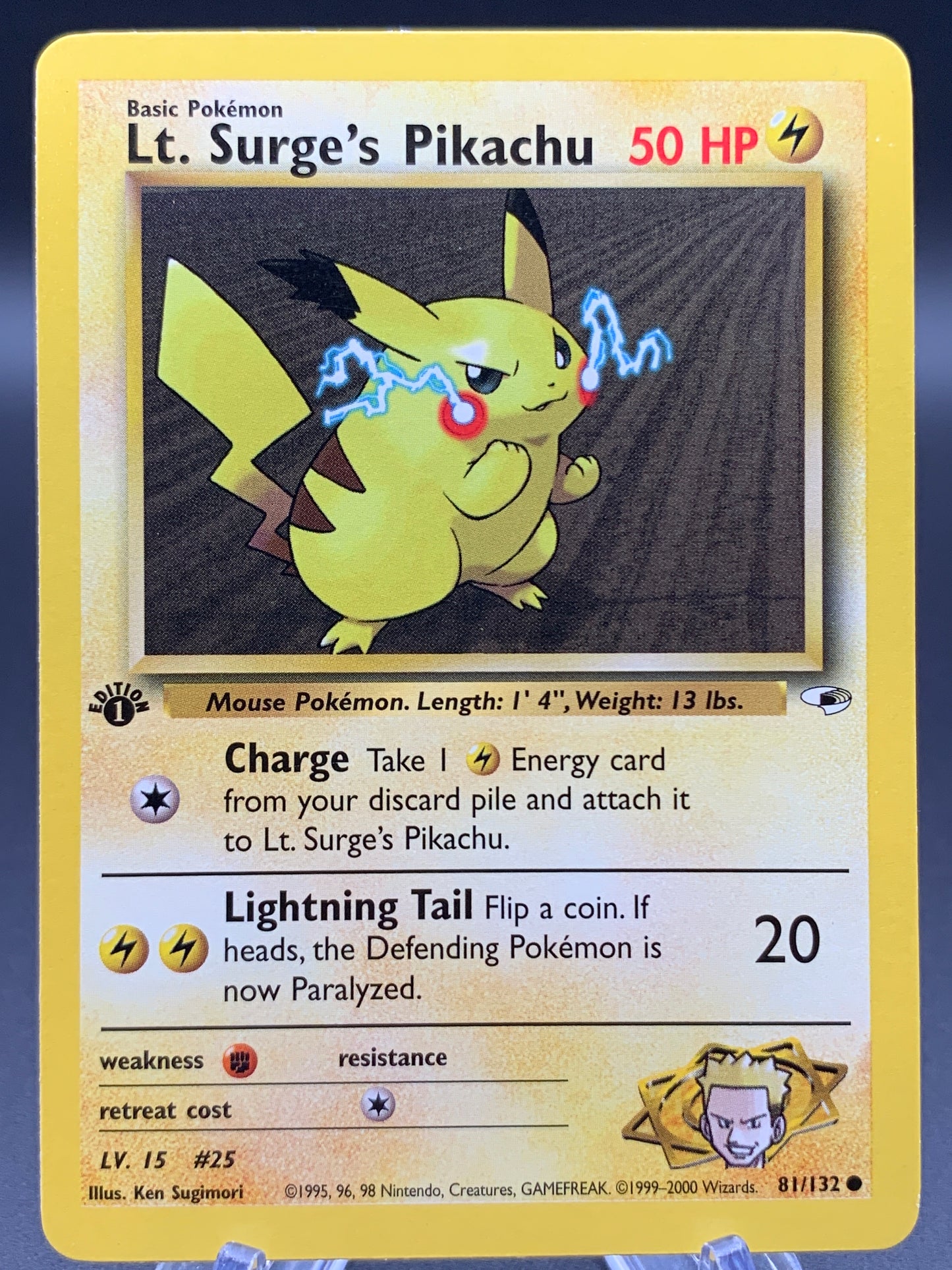 Pokémon TCG: 2000 Lt. Surge's Pikachu - 81/132 - 1st Edition Gym Heroes