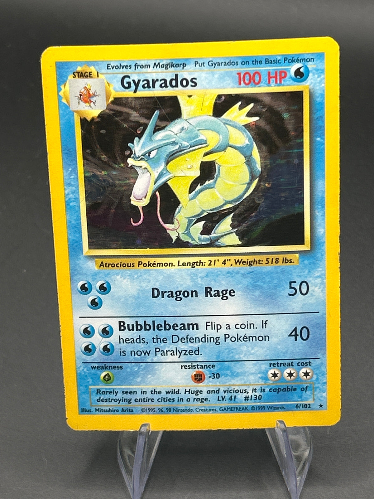 Pokémon TCG: 1999 Gyarados - 6/102 - Base Set Holo - DMG