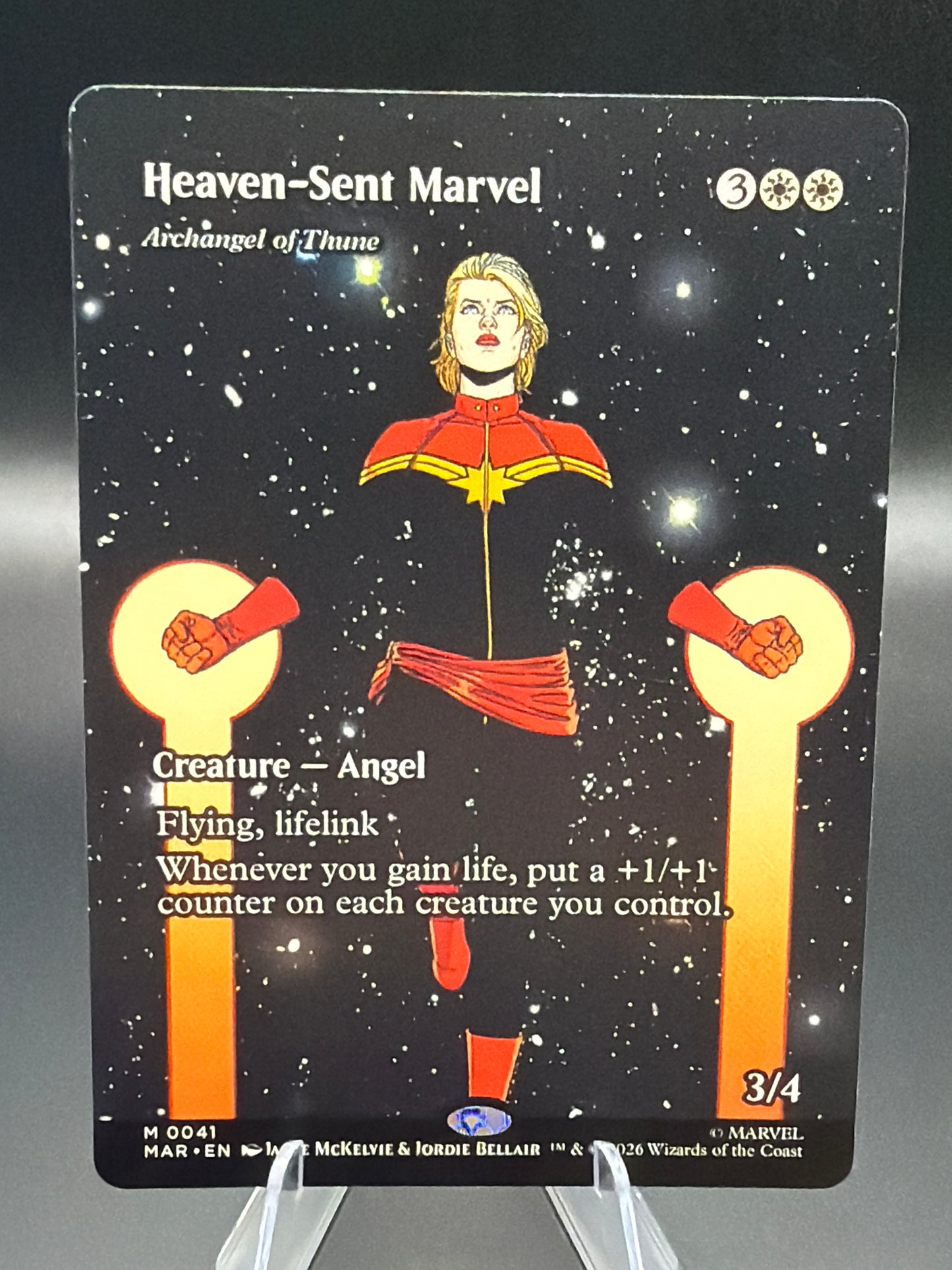 MTG TCG: Heaven-Sent Marvel - Archangel of Thune (Borderless) - Marvel Universe Eternal-Legal (MAR)