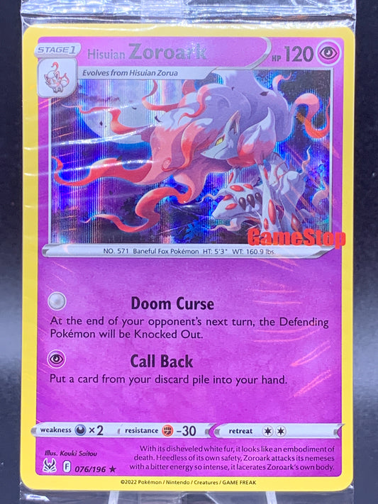 Pokémon TCG: 2022 - Hisuian Zoroark - 076/196 - Gamestop Stamped Promo Sealed