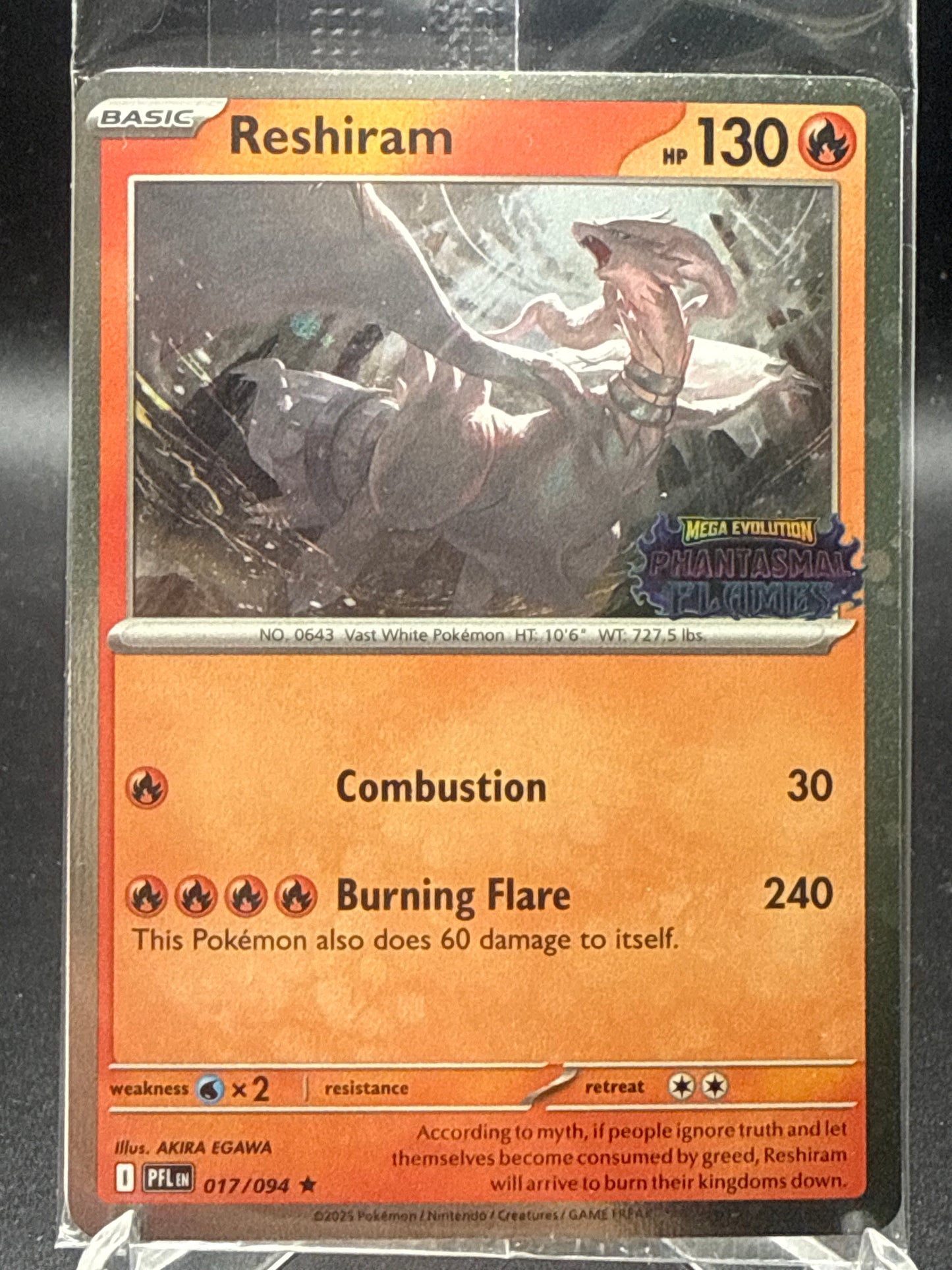 Pokémon TCG: 2025 Reshiram - 017/094 - SEALED Phantasmal Flames Hot Topic Promo