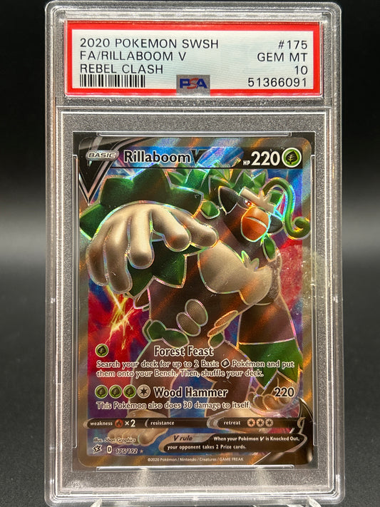 PSA 10 Pokémon TCG: 2020 Rillaboom V 175/192 SWSH: Rebel Clash