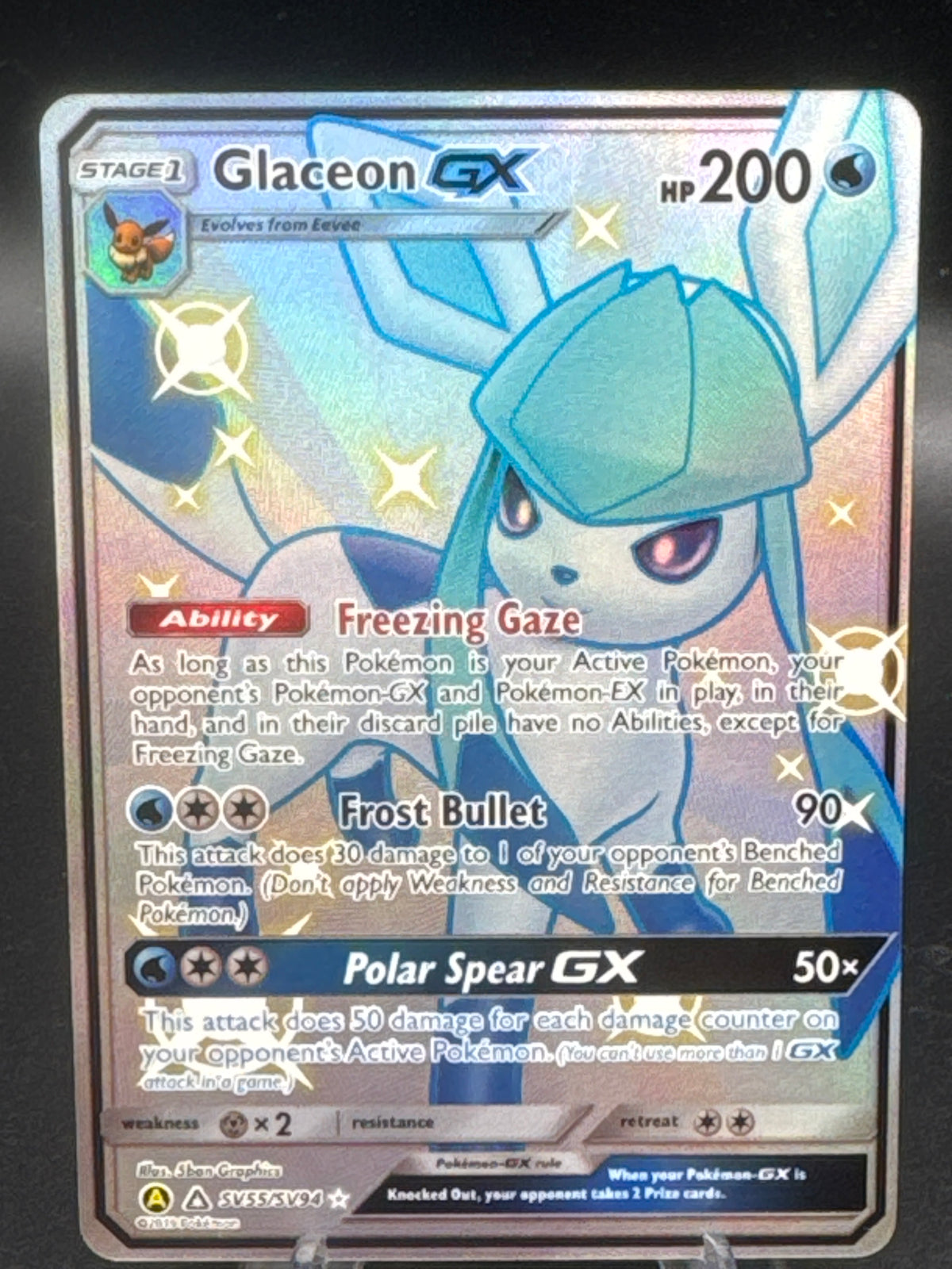 Pokémon TCG: 2019 Glaceon GX SV55/SV94 Hidden Fates Shiny Vault Full Art
