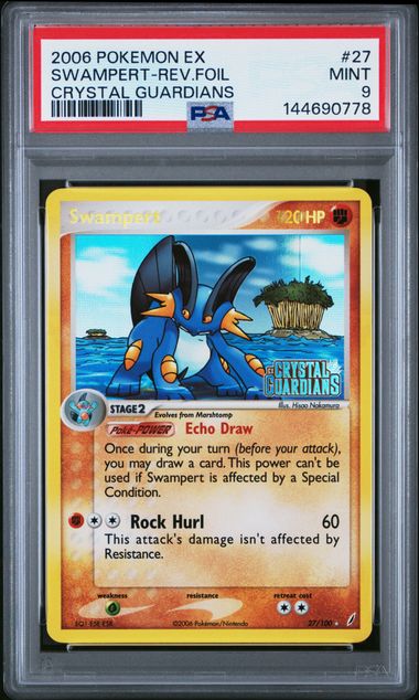 PSA 9 Pokémon TCG: 2006 POKEMON EX CRYSTAL GUARDIANS #27 SWAMPERT-REV.FOIL CRYSTAL GUARDIANS