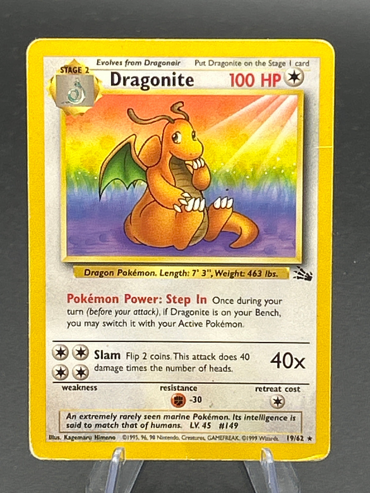 Pokémon TCG: 1999 Dragonite 19/62 Fossil Non-holo - DMG